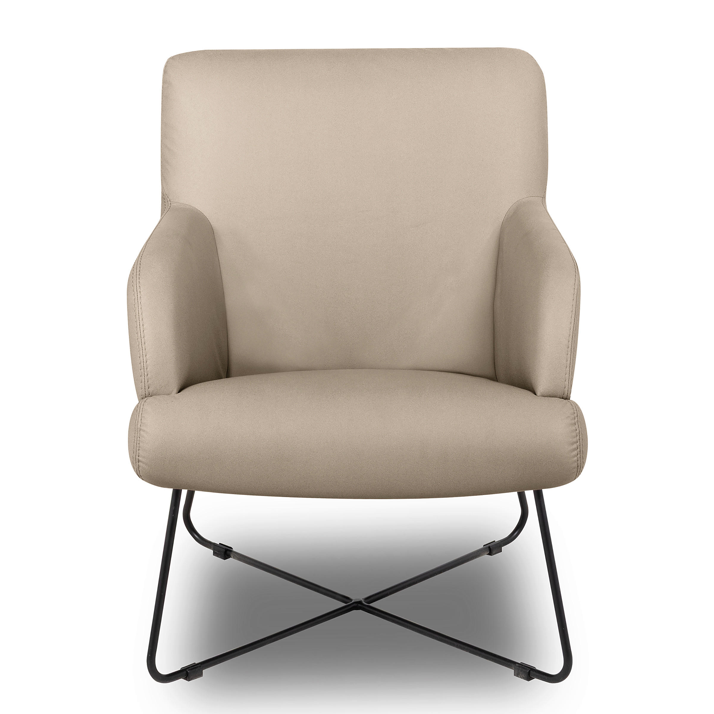 SESSEL in Lederlook Beige  - Beige/Schwarz, Design, Textil/Metall (67/87/74cm) - Livetastic