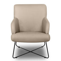 SESSEL in Lederlook Beige  - Beige/Schwarz, Design, Textil/Metall (67/87/74cm) - Livetastic