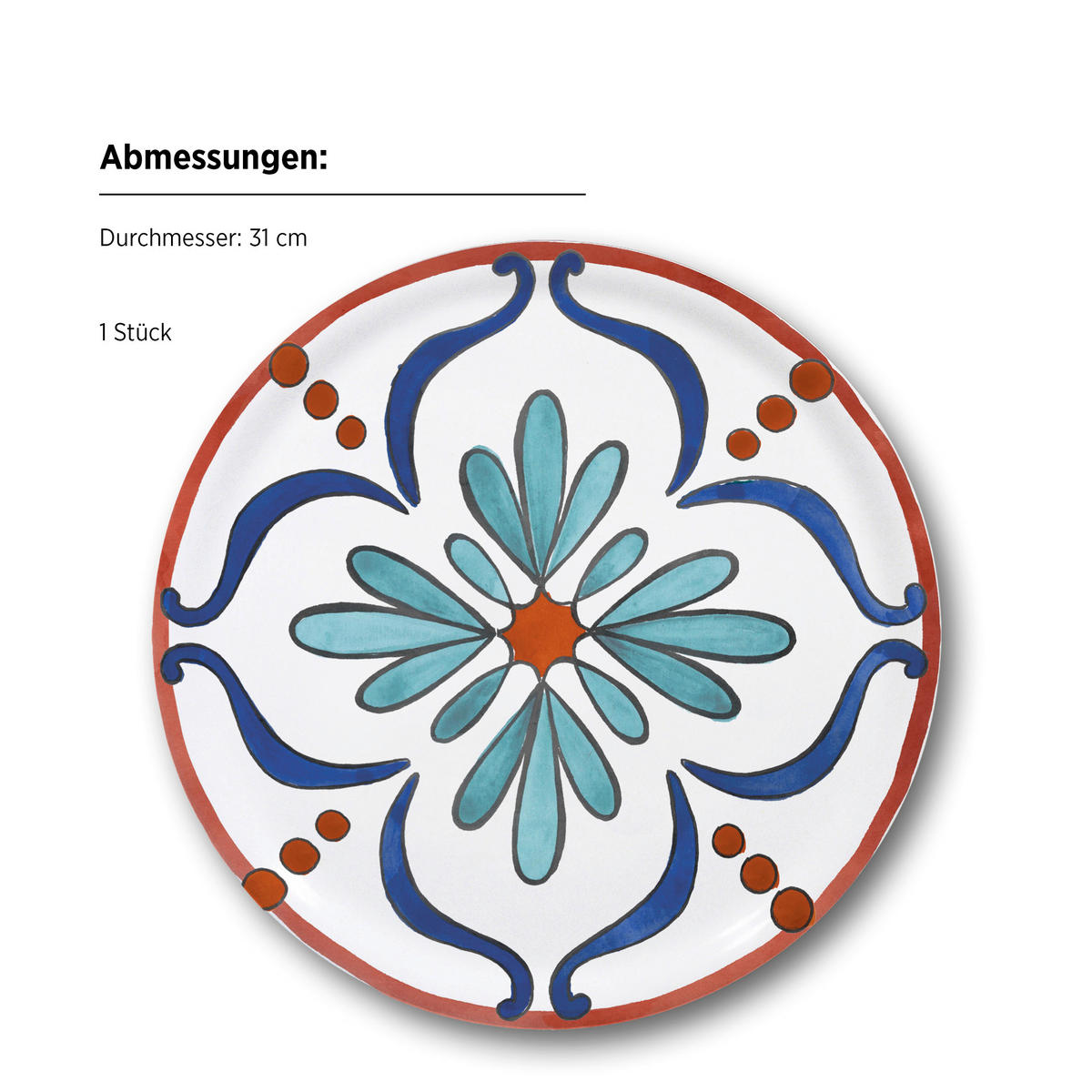 PIZZATELLER Porzellan 4-teilig MARGOT  - Rot/Weiß, Basics, Keramik (31cm) - Mäser