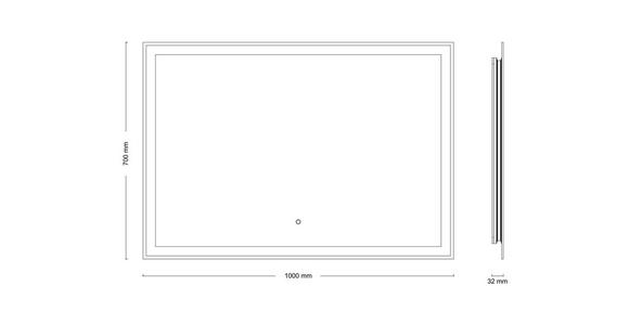 BADEZIMMERSPIEGEL 100/70/3,2 cm  - Silberfarben, Basics, Glas (100/70/3,2cm) - Xora