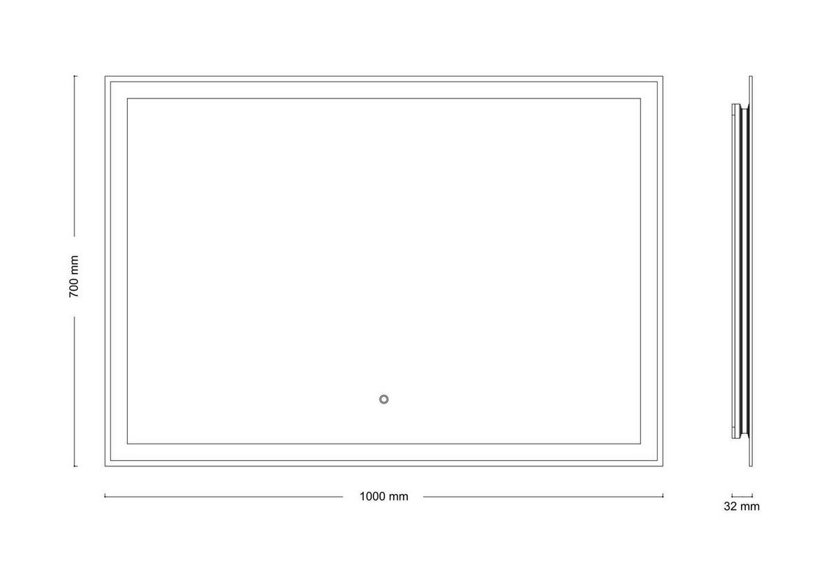 BADEZIMMERSPIEGEL 100/70/3,2 cm  - Silberfarben, Basics, Glas (100/70/3,2cm) - Xora