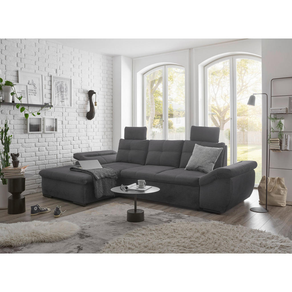 Thumbnail - Carryhome Ecksofa, Grau, Textil, 4-Sitzer, Füllung: Schaumstoffflocken, Ottomane links, L-Form, 275x170 cm, Typenauswahl...
