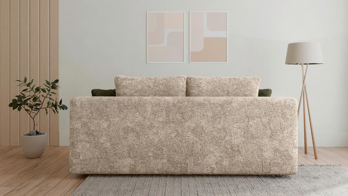SCHLAFSOFA MOSS Dunkelgrün, Beige  inkl. Rückenkissen, Schlaffunktion, Stauraum  - Dunkelgrün/Beige, Design, Holzwerkstoff/Kunststoff (200/90/100cm) - MID.YOU