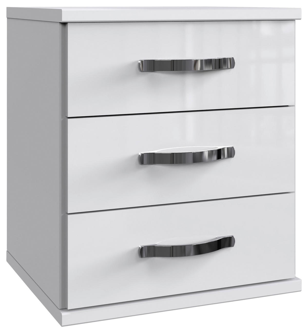 NACHTSCHRANK 46/58/40 cm  - Chromfarben/Weiß Hochglanz, MODERN, Holzwerkstoff/Kunststoff (46/58/40cm) - MID.YOU