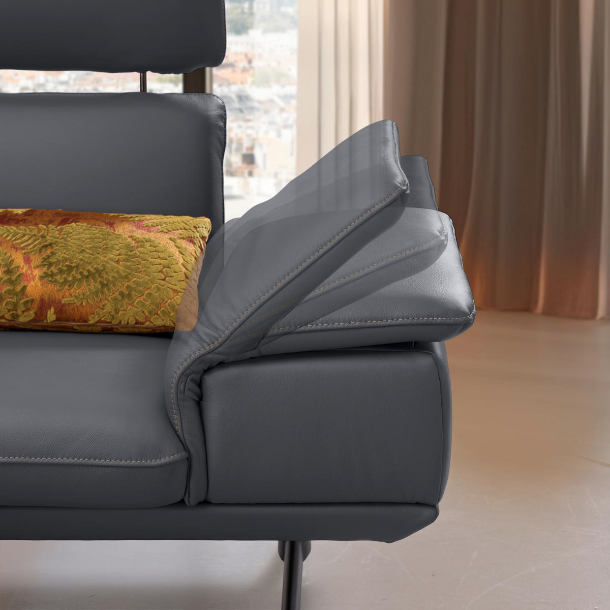 ECKSOFA  in Echtleder Dunkelgrau  150/242 cm  - Dunkelgrau/Beige, Design, Leder/Metall (150/242cm) - Koinor