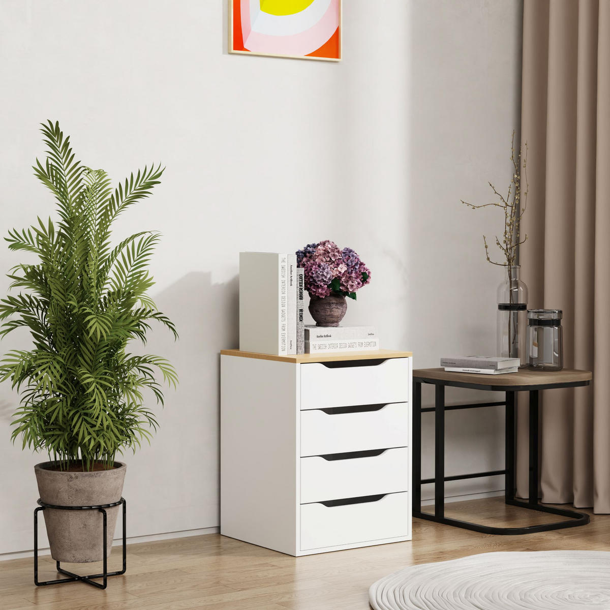 NACHTKÄSTCHEN in Weiß, Eichefarben  - Honigeiche/Eichefarben, MODERN, Holzwerkstoff (46/61/42cm) - MID.YOU