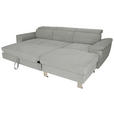 ECKSOFA in Cord Grau  - Silberfarben/Grau, Design, Textil/Metall (250/167cm) - Xora