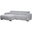 ECKSOFA  in Mikrofaser Hellgrau  172/256 cm  - Hellgrau/Schwarz, Design, Holz/Textil (172/256cm) - Carryhome