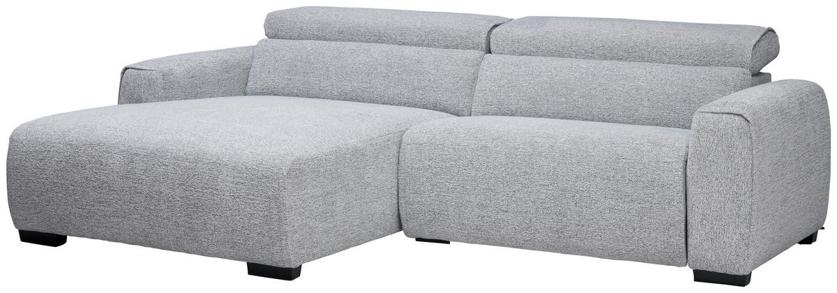 ECKSOFA Hellgrau Mikrofaser  - Hellgrau/Schwarz, Design, Textil/Metall (172/256cm) - Carryhome