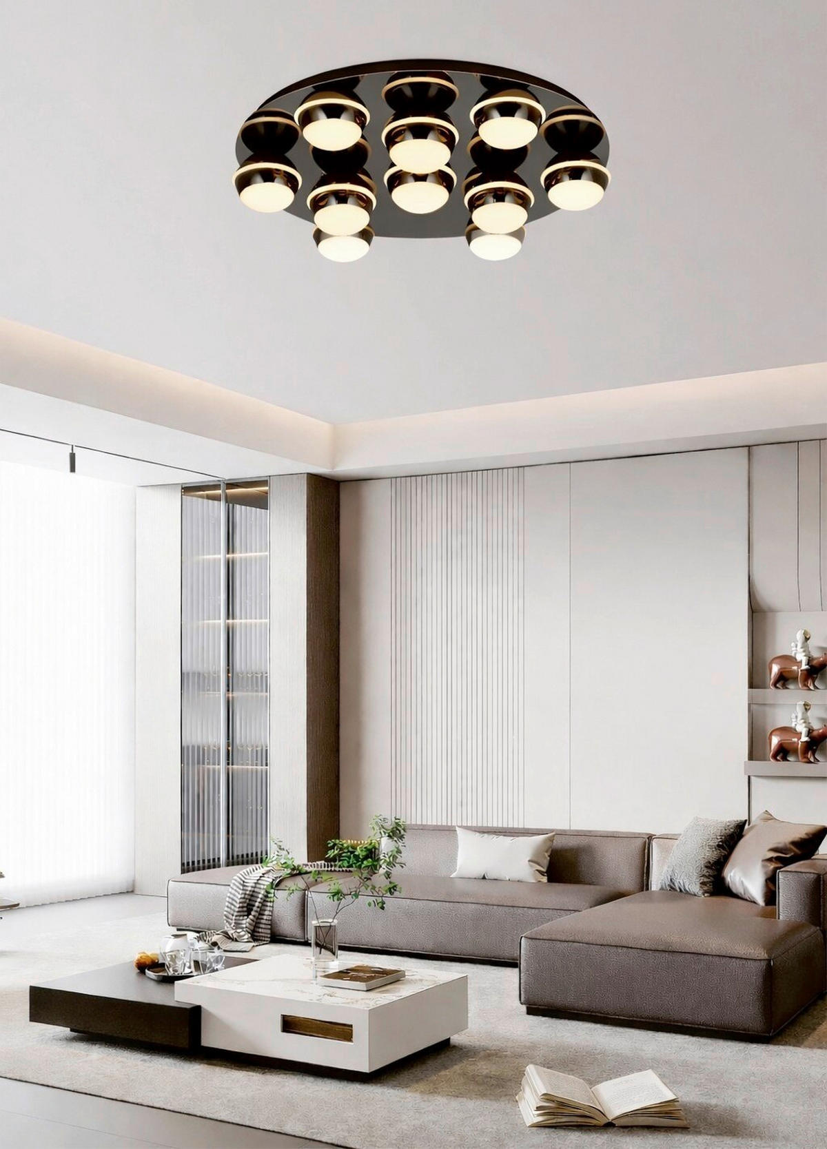 LED-DECKENLEUCHTE Biarritz 60/60/14 cm  - Schwarzchrom, Basics, Kunststoff/Metall (60/60/14cm)