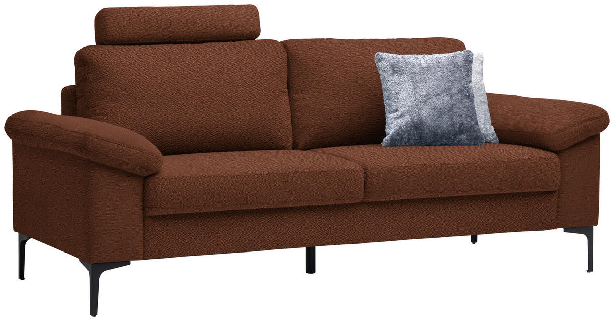 2,5-SITZER in Flachgewebe Rostfarben  - Rostfarben/Schwarz, Design, Textil/Metall (206/86/97cm) - Pure Home Lifestyle
