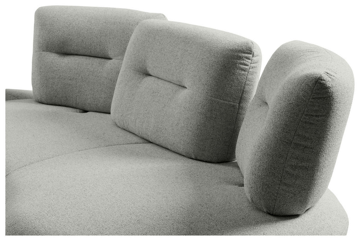 BIGSOFA Flachgewebe Hellgrau  - Hellgrau/Schwarz, Design, Textil/Metall (456/93/138cm) - Moderano