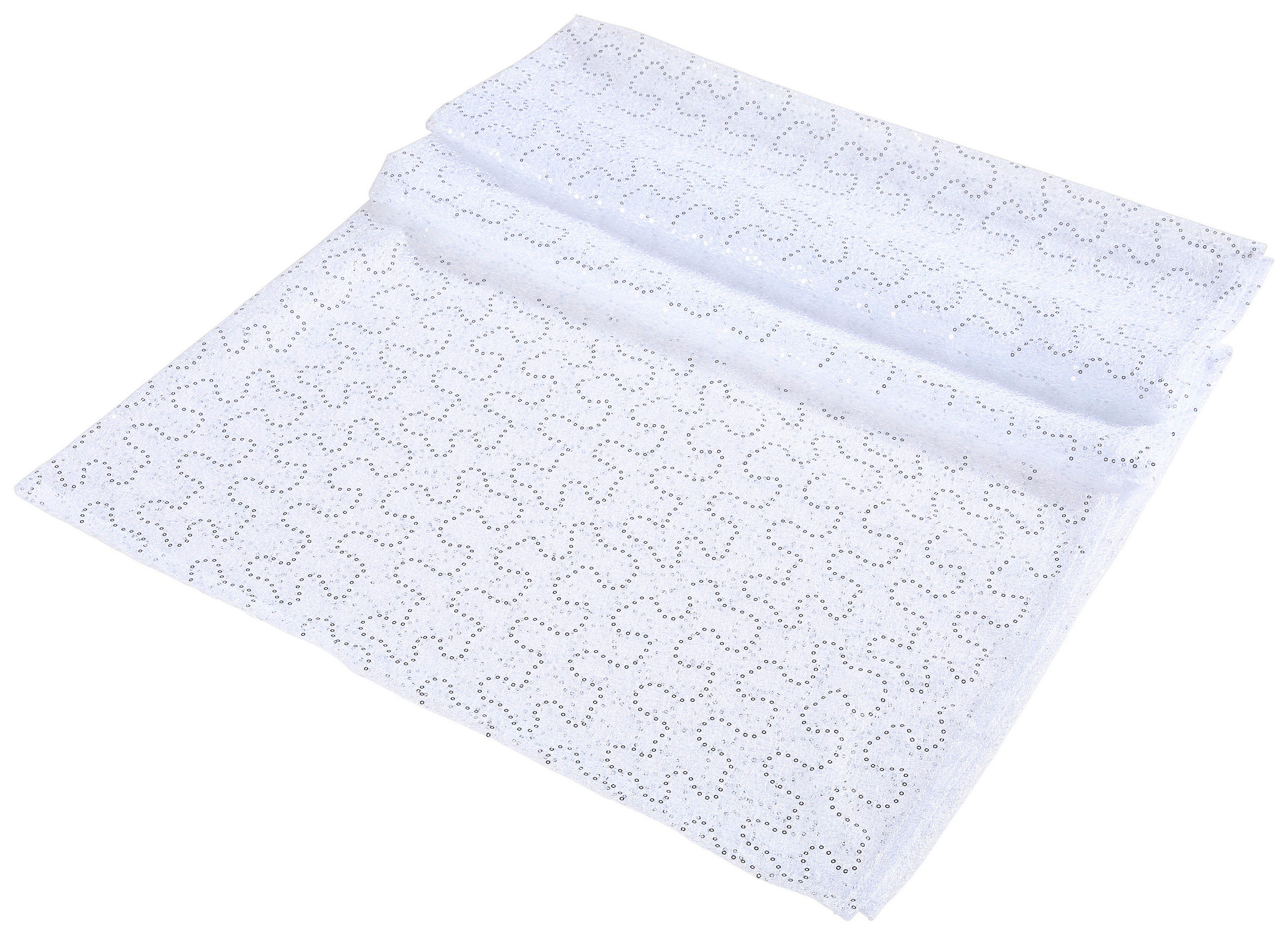 Esposa Dekostoff Glitter Silber, Weiß 135x250 cm