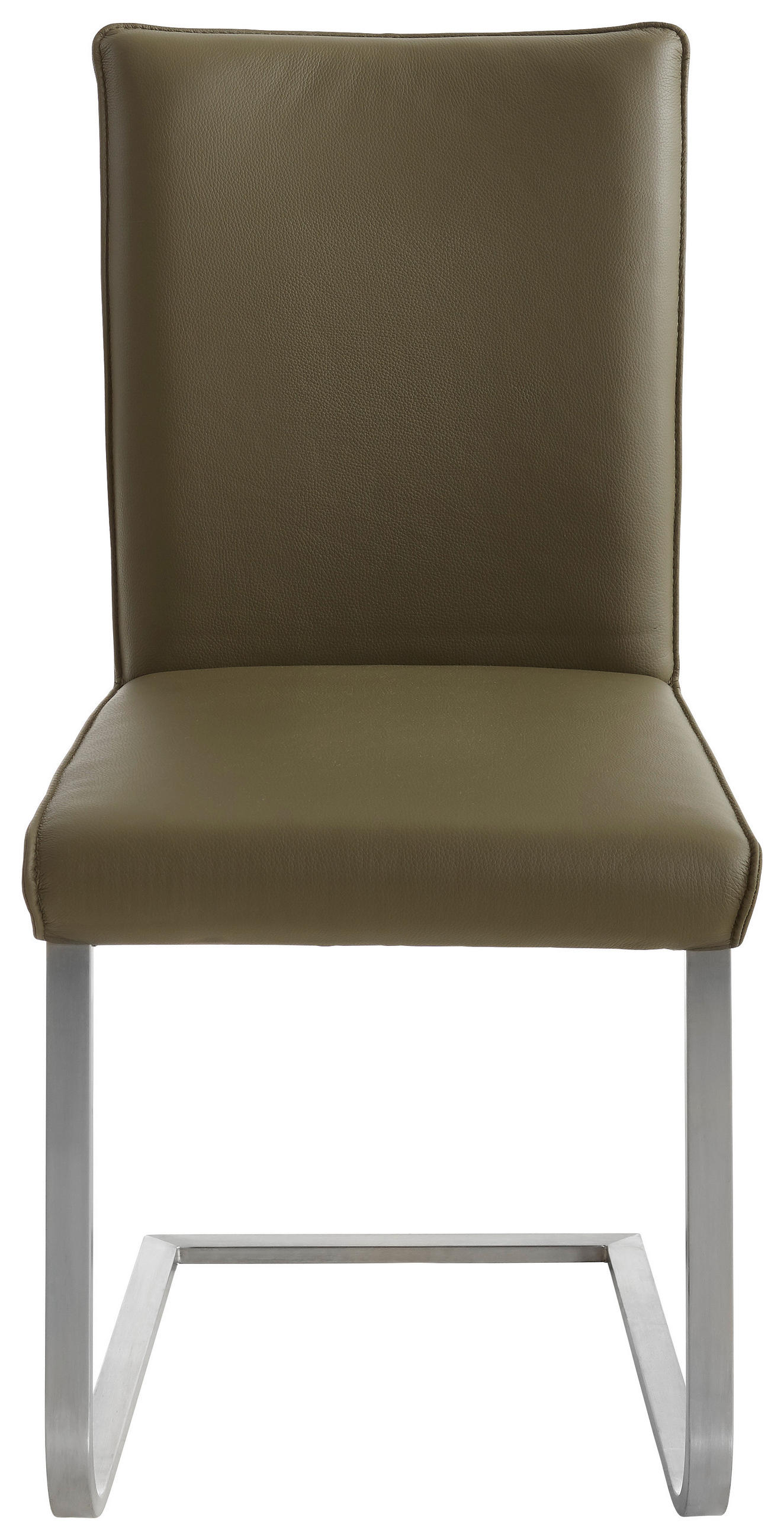 SCHWINGSTUHL  in Edelstahl Echtleder pigmentiert  - Edelstahlfarben/Grün, Design, Leder/Metall (47/99/62cm) - Moderano