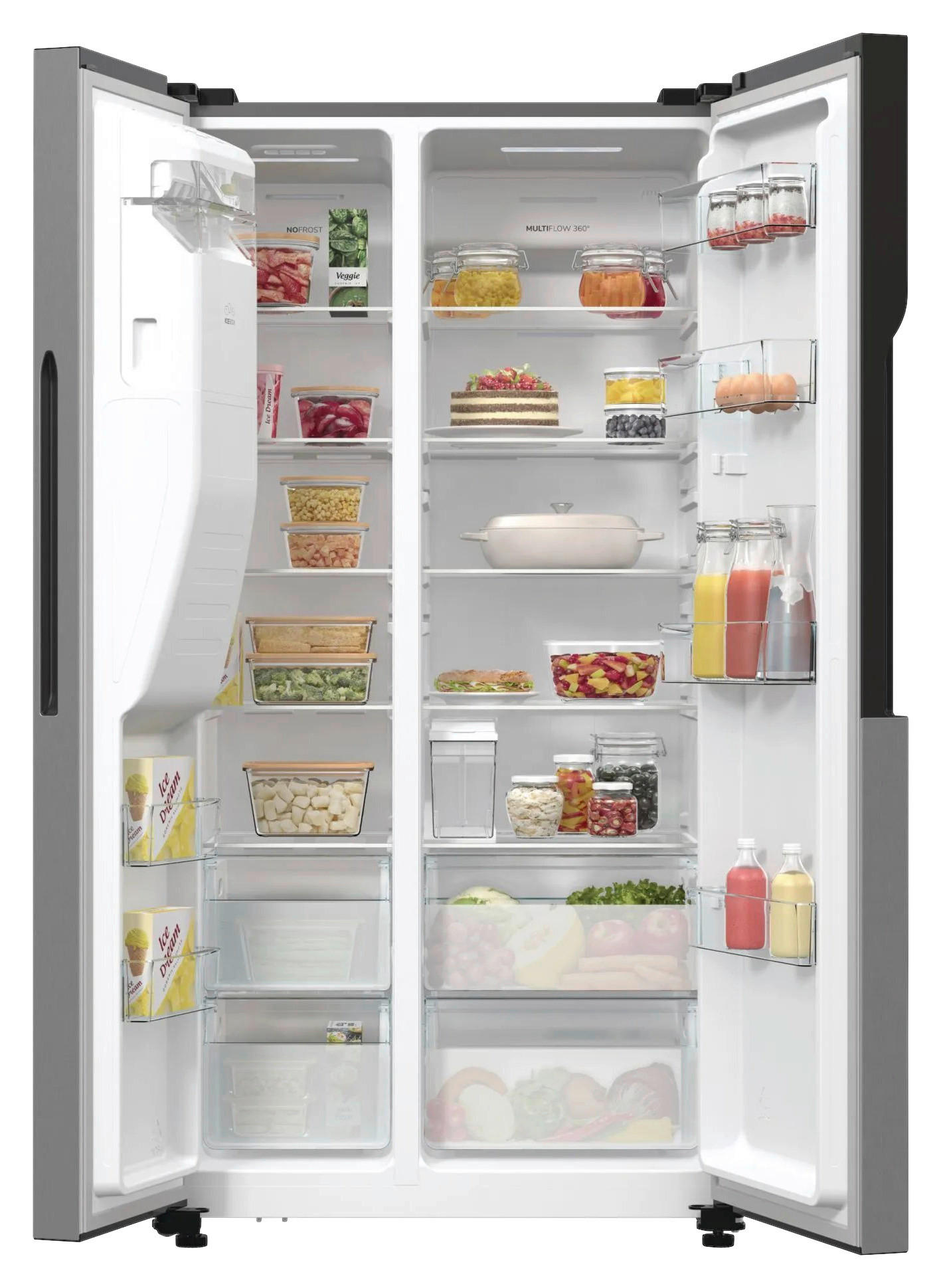 SIDE-BY-SIDE 91,5/178,6/69,8 cm NRR9185ESXL  - Edelstahlfarben, MODERN, Glas/Kunststoff (91,5/178,6/69,8cm) - Gorenje