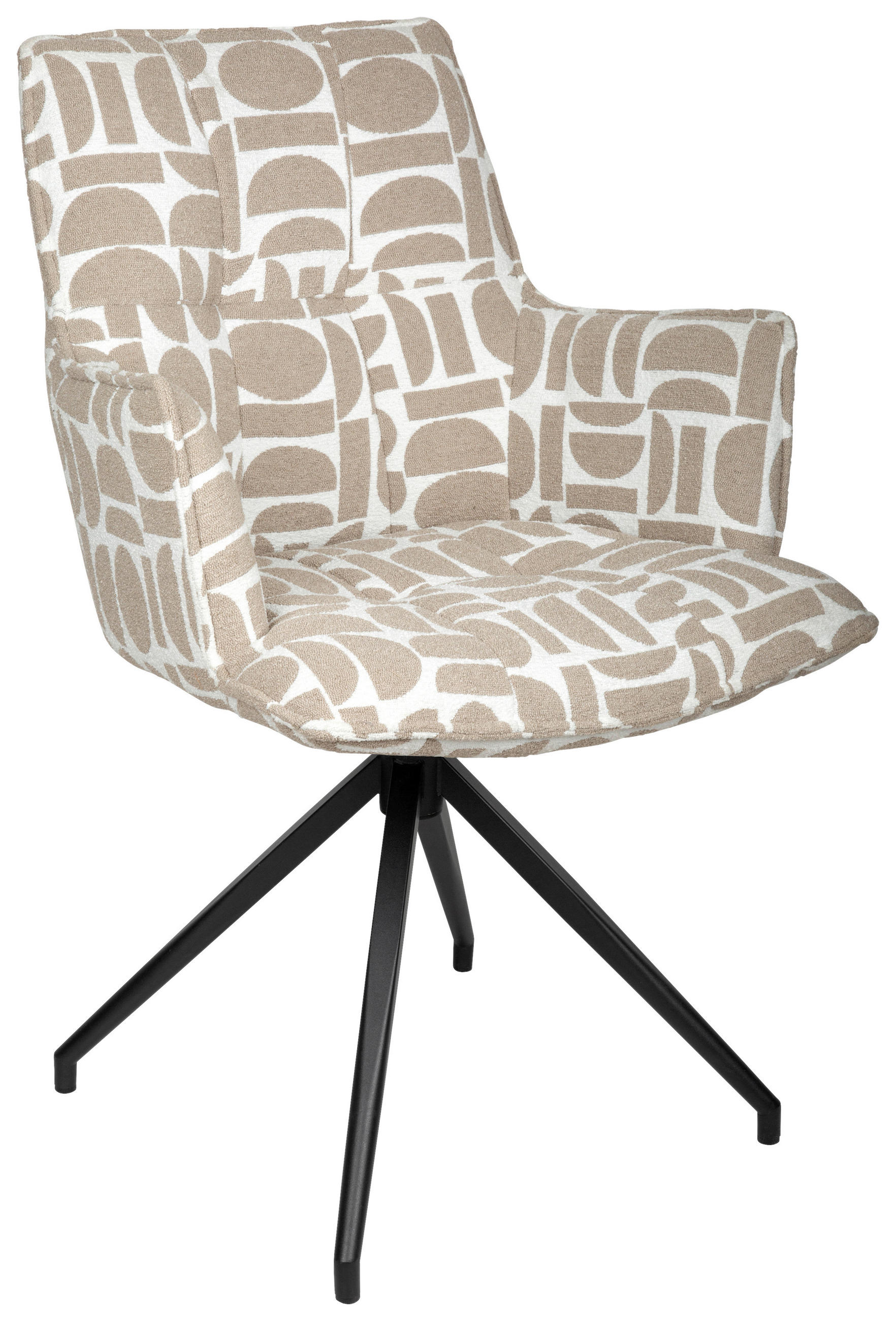 ARMLEHNSTUHL in Eisen Jacquard - Taupe/Schwarz, Design, Textil/Metall (59/89,5/63cm) - Novel