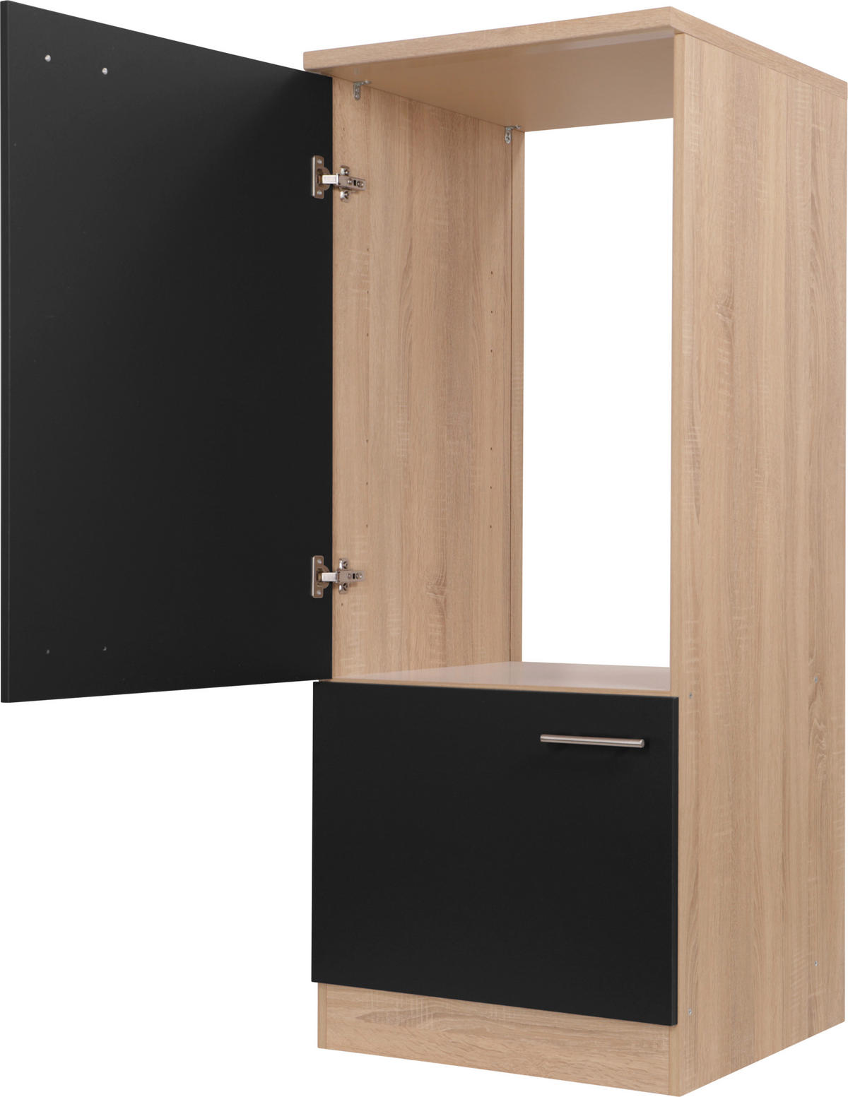 GERÄTEUMBAUSCHRANK 60/144,8/60 cm  in Schwarz, Eichefarben  - Eichefarben/Silberfarben, Basics, Holzwerkstoff/Metall (60/144,8/60cm) - Respekta