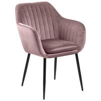 ARMLEHNSTUHL  in Velours  - Schwarz/Altrosa, Trend, Textil/Metall (57/83/59cm) - Ambia Home