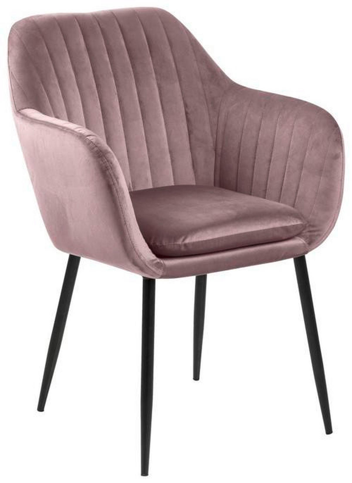 ARMLEHNSTUHL  in Velours  - Schwarz/Altrosa, Trend, Textil/Metall (57/83/59cm) - Ambia Home