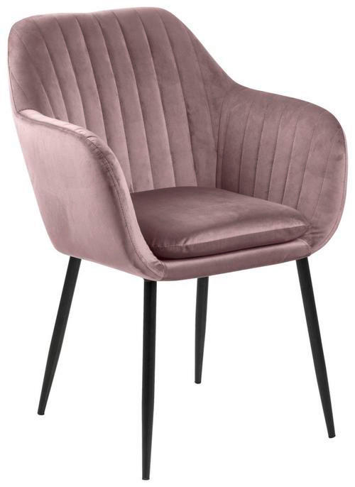 Ambia Home ŽIDLE S PODRUČKAMI, velur, černá, starorůžová