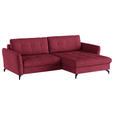 ECKSOFA in Flachgewebe, Leinenoptik Rot  - Rot/Schwarz, Design, Textil/Metall (242/170cm) - Xora