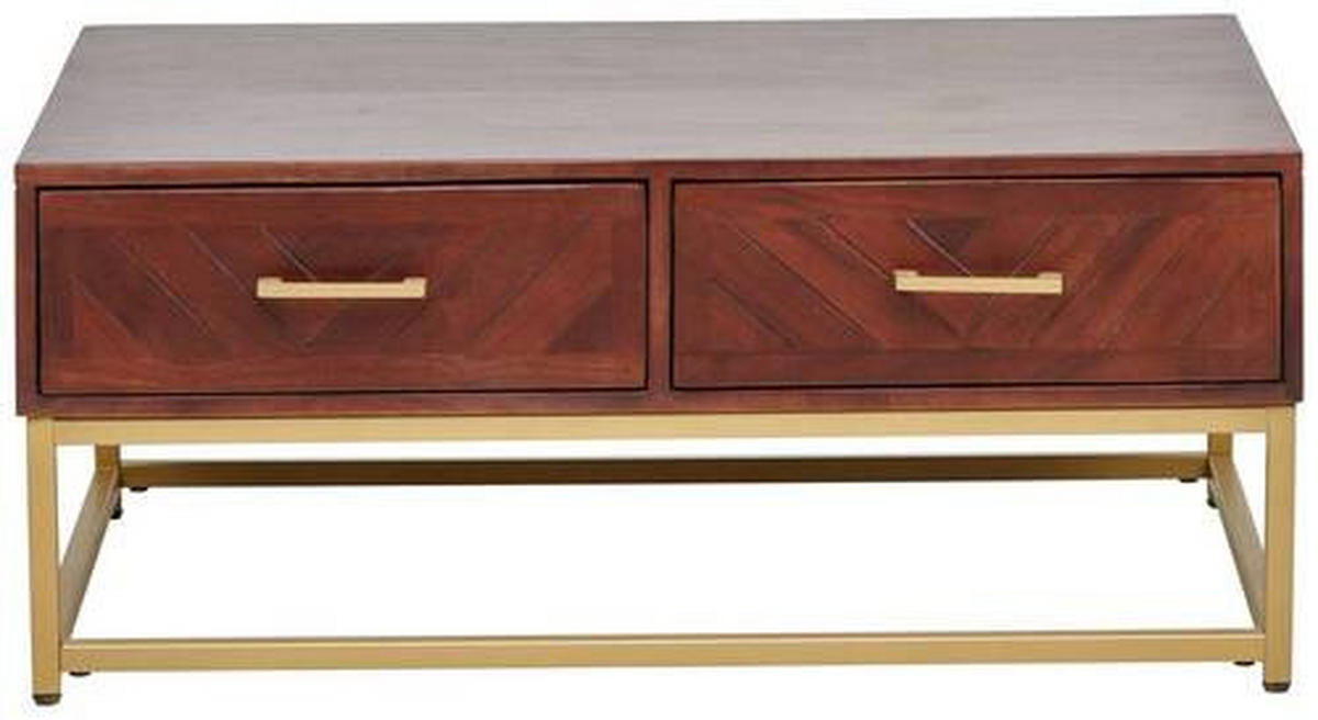 COUCHTISCH in Holz, Metall  - Goldfarben/Walnussfarben, Design, Holz/Metall (90/38/60cm) - MID.YOU