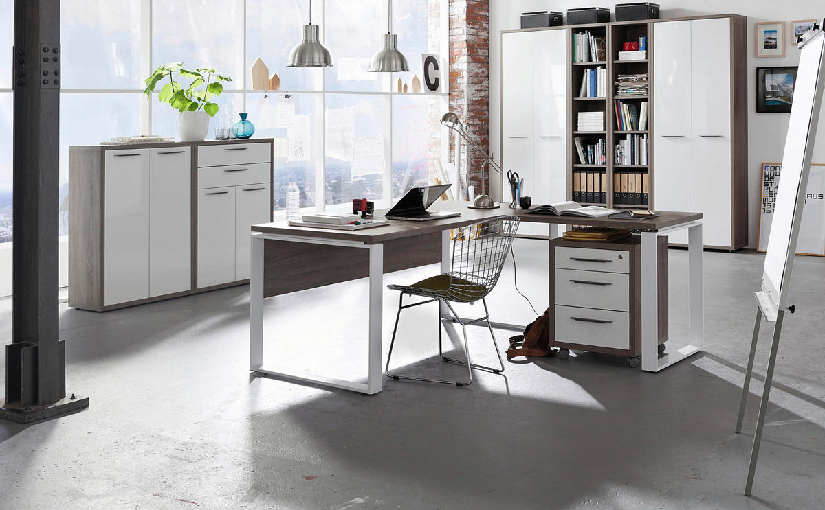 MASĂ ANEXĂ DE BIROU in material pe bază de lemn  - stejar Sonoma, Design, metal/material pe bază de lemn (90/60/74,5cm) - Carryhome