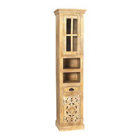 HOCHSCHRANK 44/188/35 cm  - Schwarz/Naturfarben, Design, Glas/Holz (44/188/35cm) - MID.YOU