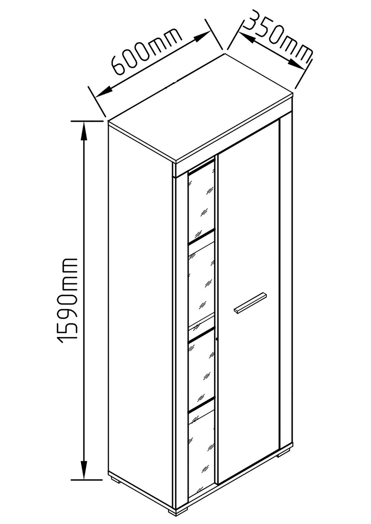 VITRINE in Weiss, Honigeiche  - Honigeiche/Weiss, Design, Glas/Holzwerkstoff (60/159/35cm) - MID.YOU
