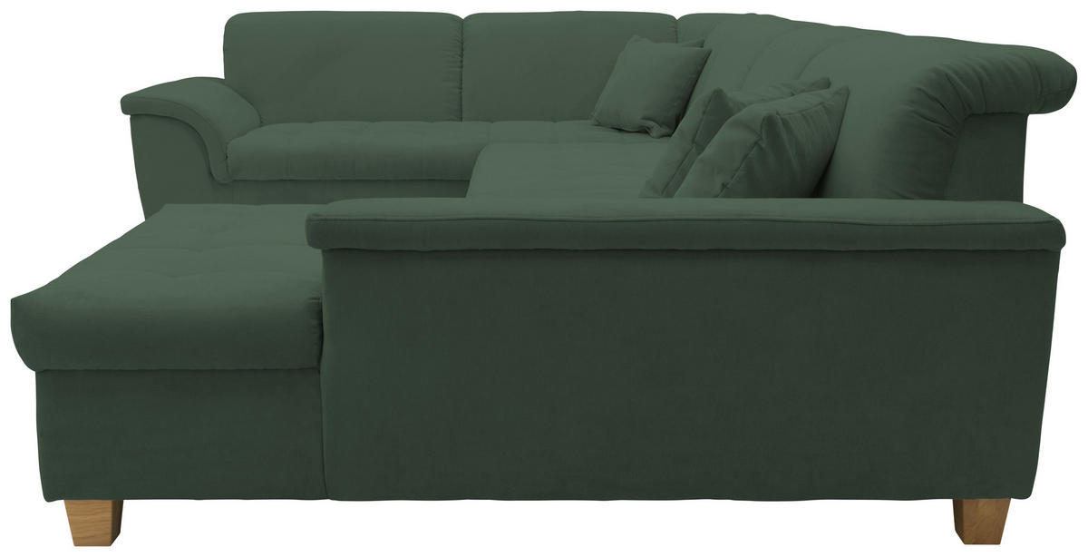 WOHNLANDSCHAFT Grün Mikrofaser  - Eichefarben/Grün, KONVENTIONELL, Holz/Textil (214/352/170cm) - MID.YOU