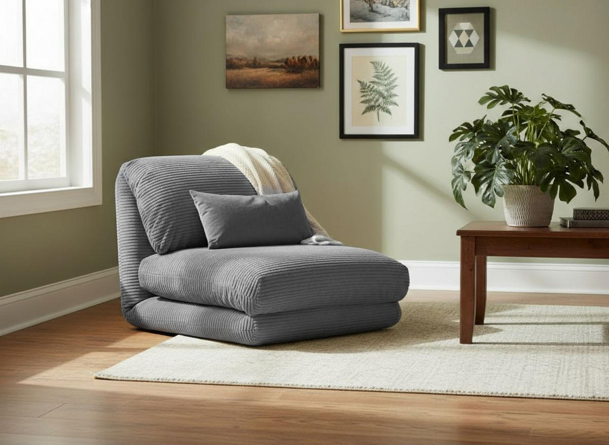 SCHLAFSESSEL  in Cord Dunkelgrau  - Dunkelgrau, Design, Textil/Metall (82/58/78cm) - Livetastic