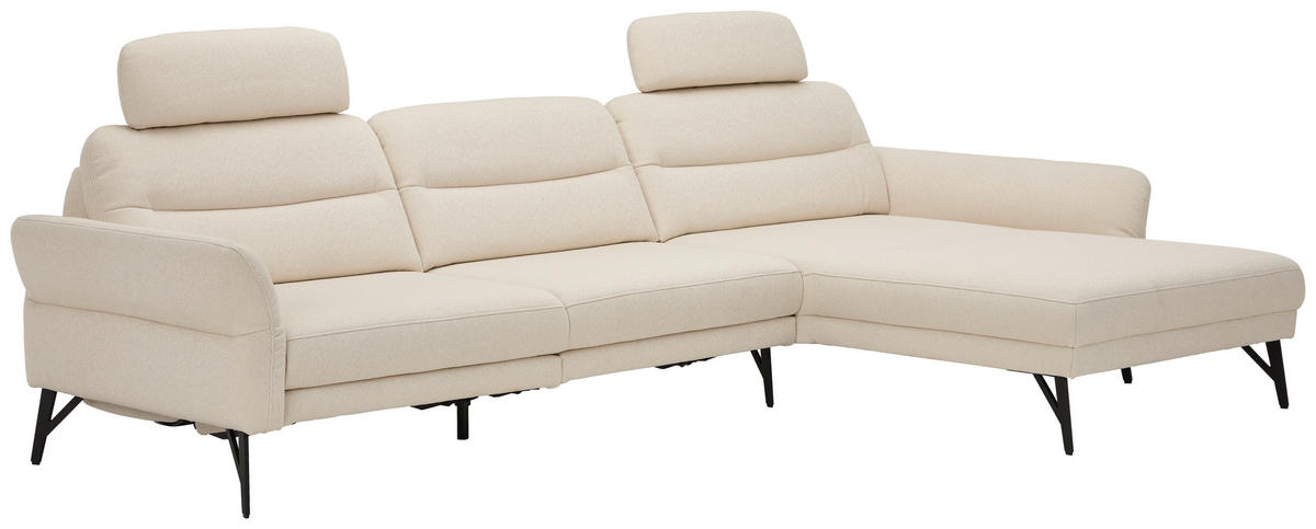 ECKSOFA Flachgewebe Creme  - Anthrazit/Creme, Design, Textil/Metall (328/195cm) - Johann Jakob