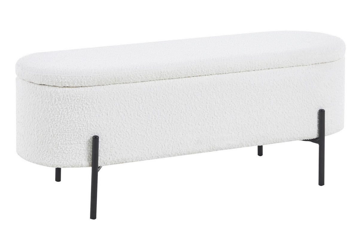 HOCKERBANK 110/44/40 cm   - Schwarz/Weiß, MODERN, Textil/Metall (110/44/40cm) - Livetastic