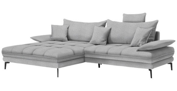 ECKSOFA in Webstoff Silberfarben  - Silberfarben/Schwarz, MODERN, Textil/Metall (173/297cm) - Carryhome