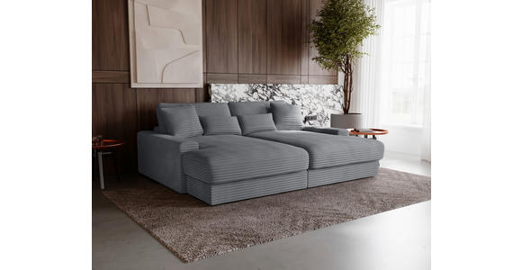 BIGSOFA Cord Dunkelgrau - Dunkelgrau/Schwarz, MODERN, Kunststoff/Textil (230/85/190cm) - Carryhome