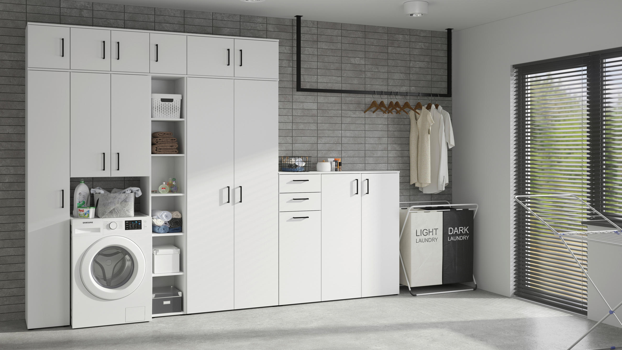 VIACÚČELOVÁ SKRIŇA, biela, 30/195/40 cm - čierna/biela, Modern, kompozitné drevo/plast (30/195/40cm) - Carryhome