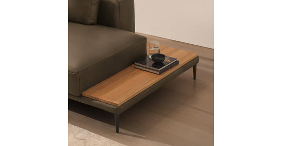 ECKSOFA  in Echtleder Cappuccino  201/304 cm  - Schwarz/Cappuccino, Design, Leder/Metall (201/304cm) - Belluti