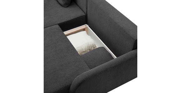 ECKSOFA  in Cord Anthrazit  - Anthrazit/Schwarz, KONVENTIONELL, Kunststoff/Textil (217/146cm) - Carryhome