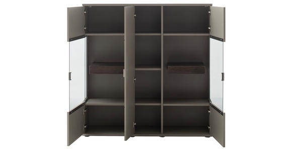 HIGHBOARD Grau, Eichefarben 130/134/37 cm - Eichefarben/Grau, Design, Glas/Holzwerkstoff (130/134/37cm) - Novel