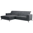 ECKSOFA Grau Cord  - Schwarz/Grau, KONVENTIONELL, Textil/Metall (178/290cm) - Cantus