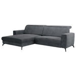 ECKSOFA inkl. Funktion Grau Cord  - Schwarz/Grau, KONVENTIONELL, Textil/Metall (178/290cm) - Cantus