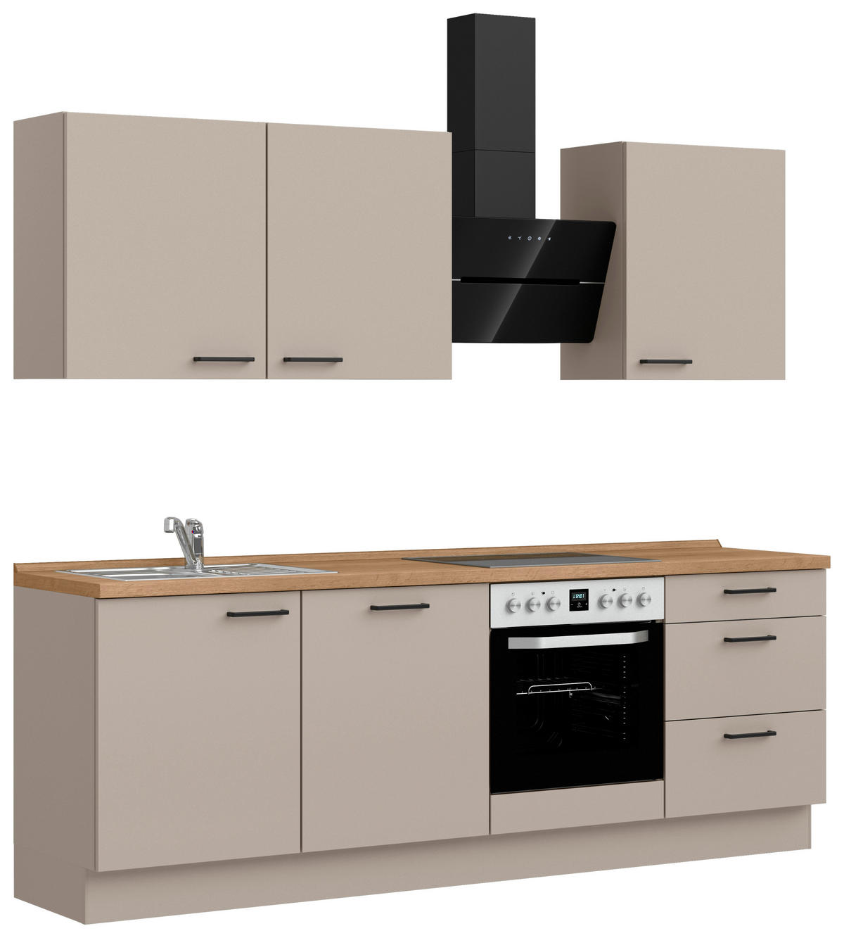 KÜCHENBLOCK Easytouch 240 cm  in Eichefarben, Sandfarben  - Sandfarben/Eichefarben, MODERN, Holzwerkstoff/Metall (240cm) - Nobilia
