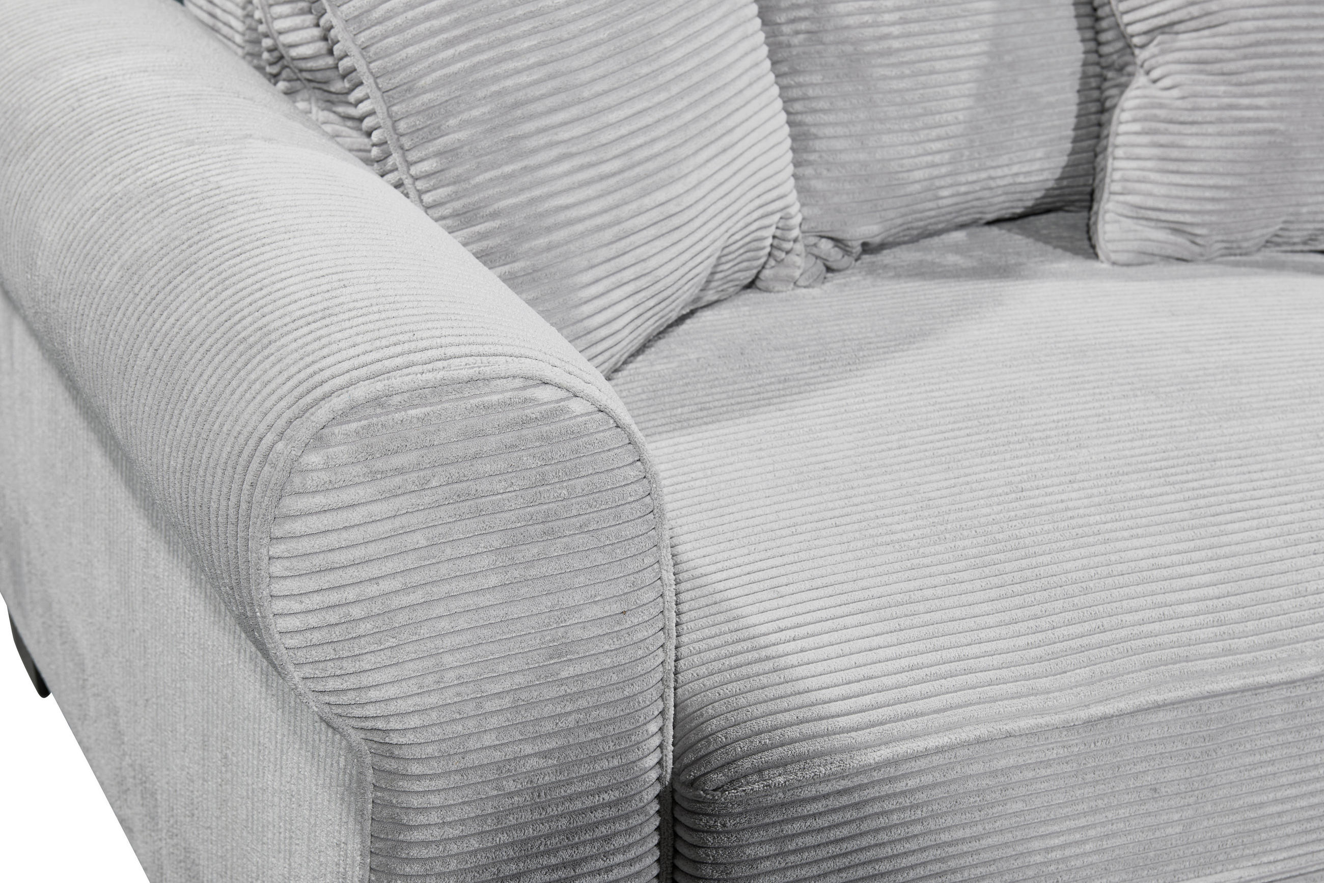 SCHLAFSOFA  mit Stoffauswahl, Liegefunktion, Rücken echt Cord Hellgrau  - Hellgrau/Schwarz, KONVENTIONELL, Kunststoff/Textil (247/95/125cm) - Hom`in