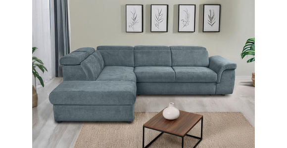 ECKSOFA Blau Flachgewebe  inkl. Bettkasten, Schlaffunktion, Rücken echt, Liegefläche im Originalstoff  - Blau/Schwarz, KONVENTIONELL, Kunststoff/Textil (235/280cm) - Carryhome