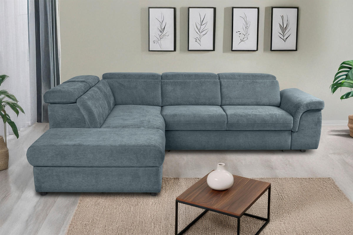 ECKSOFA Blau Flachgewebe  - Blau/Schwarz, KONVENTIONELL, Kunststoff/Textil (235/280cm) - Carryhome
