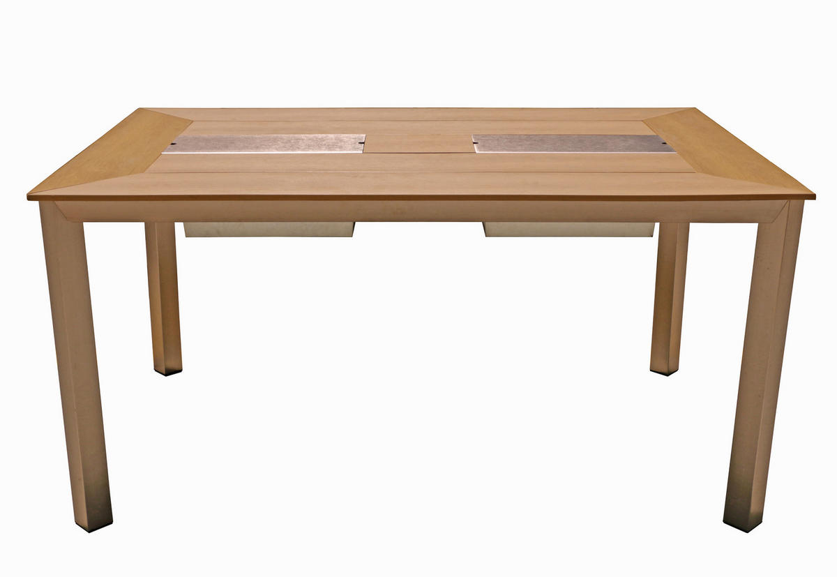 GARTENTISCH 150/70/75 cm Metall, Kunststoff rechteckig  - Champagner/Grau, Basics, Kunststoff/Metall (150/70/75cm) - Gardenson