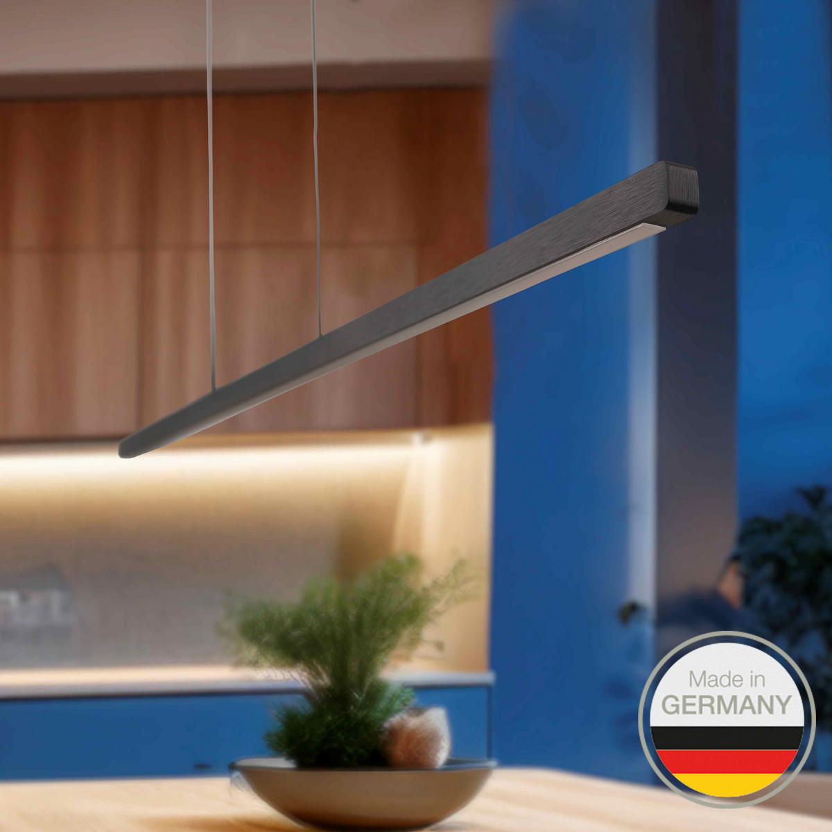 LED-HÄNGELEUCHTE Pendelleuchte 18/18 Down Gestensteuerung 118/1,8/1,8 cm   - Schwarz, Design, Metall (118/1,8/1,8cm) - Ambiente