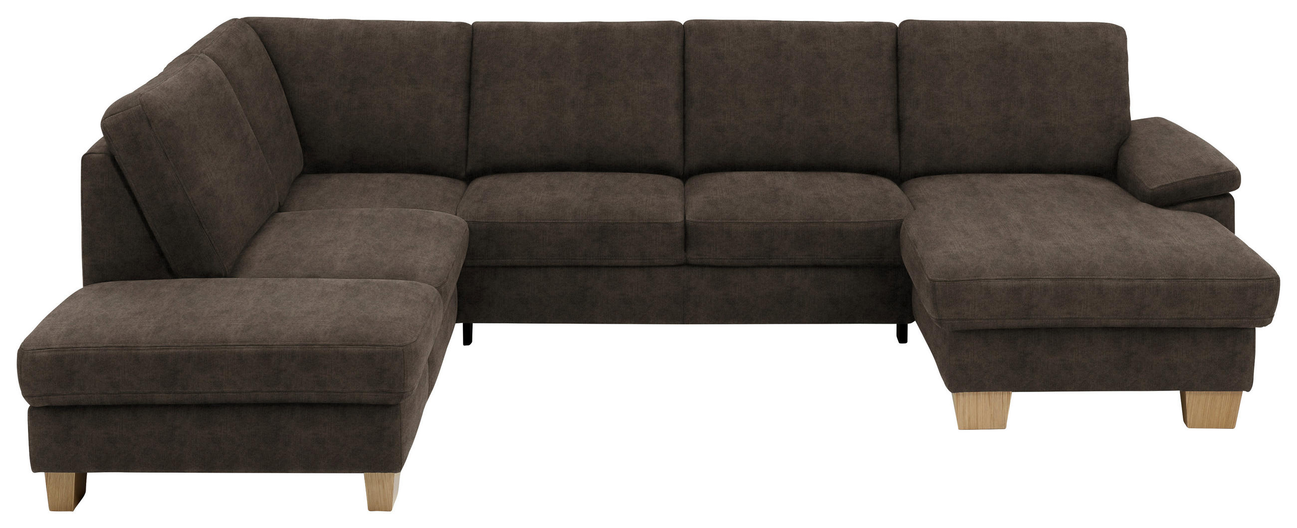 WOHNLANDSCHAFT in Velours Dunkelbraun  - Eichefarben/Dunkelbraun, Konventionell, Holz/Textil (235/316/167cm) - Beldomo System