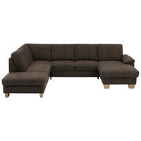 WOHNLANDSCHAFT in Velours Dunkelbraun  - Eichefarben/Dunkelbraun, Konventionell, Holz/Textil (235/316/167cm) - Beldomo System