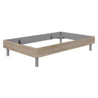 POSTELJA 160 cm   x 200 cm  , leseni material barve hrasta  - barve hrasta/barve aluminija, Design, kovina/leseni material (160/200cm) - Carryhome